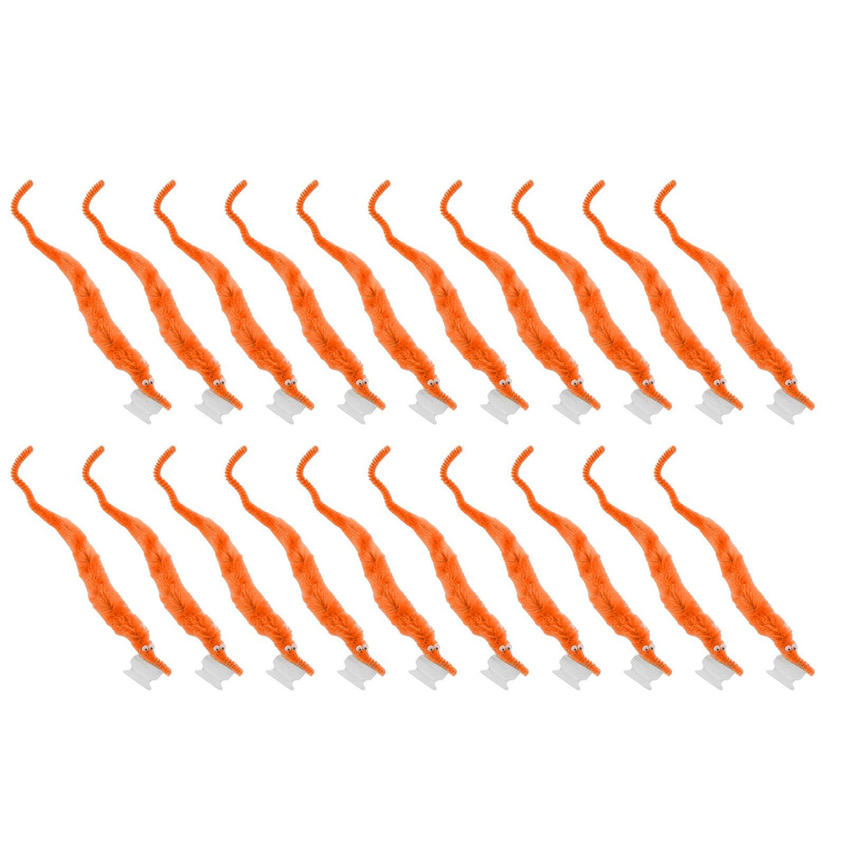 20 Pcs Furry Worm Soft Touch Plush Material Cute Style DIY Compact Portable Fuzzy Worms for Party Orange