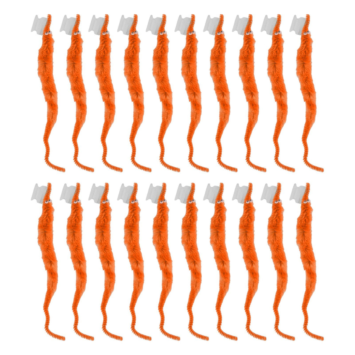 20 Pcs Furry Worm Soft Touch Plush Material Cute Style DIY Compact Portable Fuzzy Worms for Party Orange
