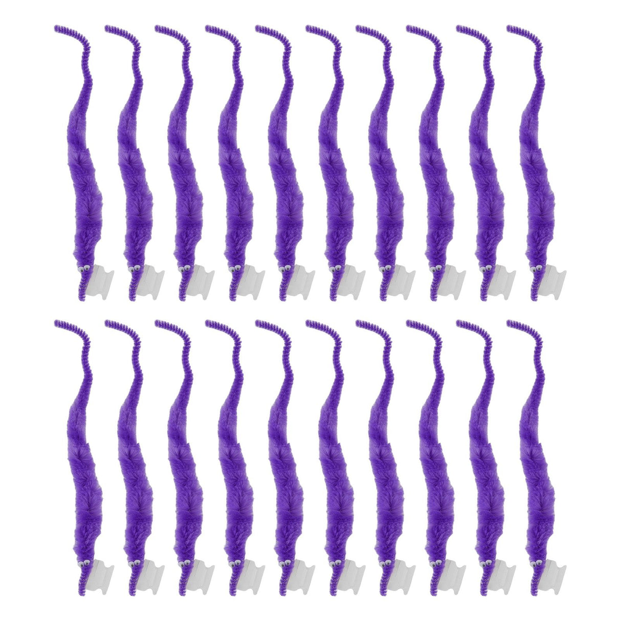 20 Pcs Furry Worm Soft Touch Plush Material Cute Style DIY Compact Portable Fuzzy Worms for Party Purple
