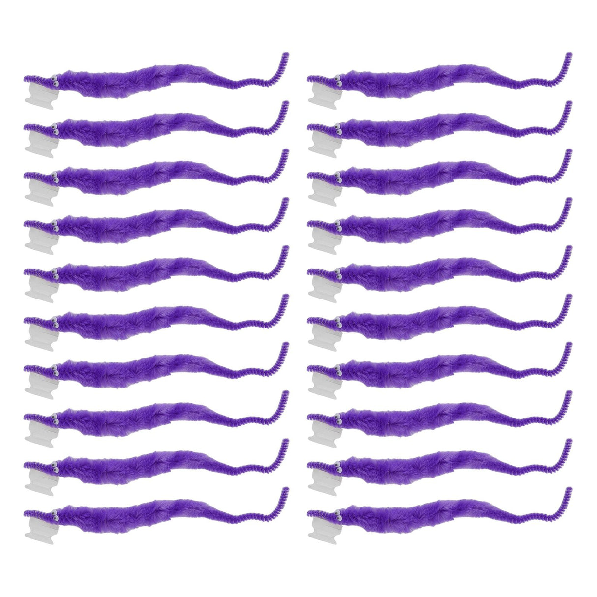 20 Pcs Furry Worm Soft Touch Plush Material Cute Style DIY Compact Portable Fuzzy Worms for Party Purple