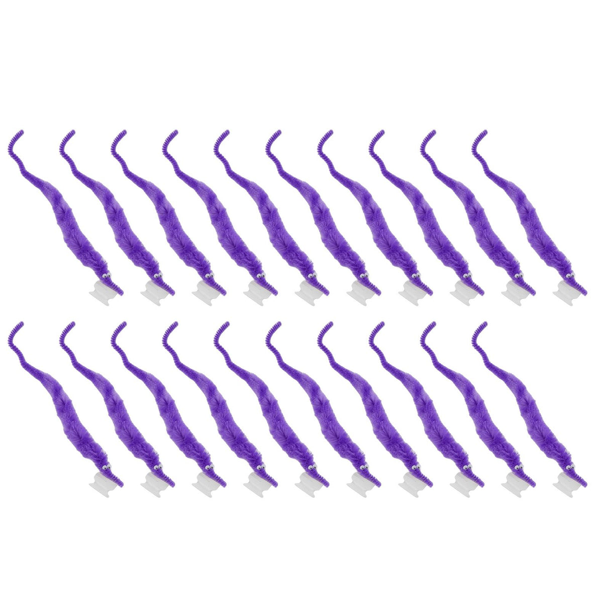 20 Pcs Furry Worm Soft Touch Plush Material Cute Style DIY Compact Portable Fuzzy Worms for Party Purple