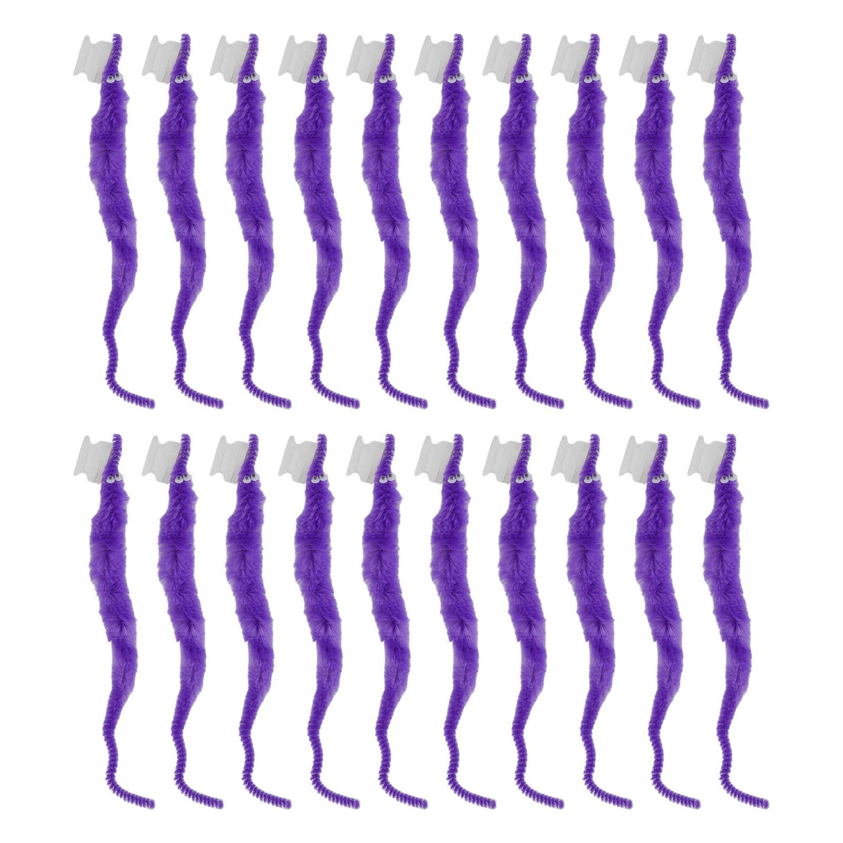 20 Pcs Furry Worm Soft Touch Plush Material Cute Style DIY Compact Portable Fuzzy Worms for Party Purple