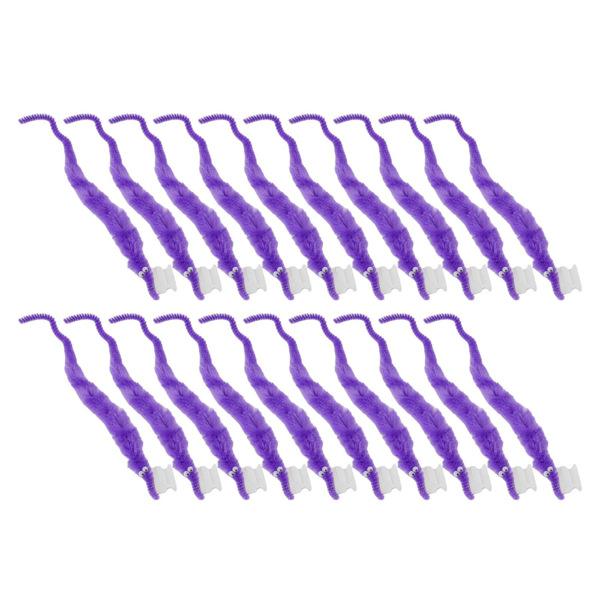 20 Pcs Furry Worm Soft Touch Plush Material Cute Style DIY Compact Portable Fuzzy Worms for Party Purple