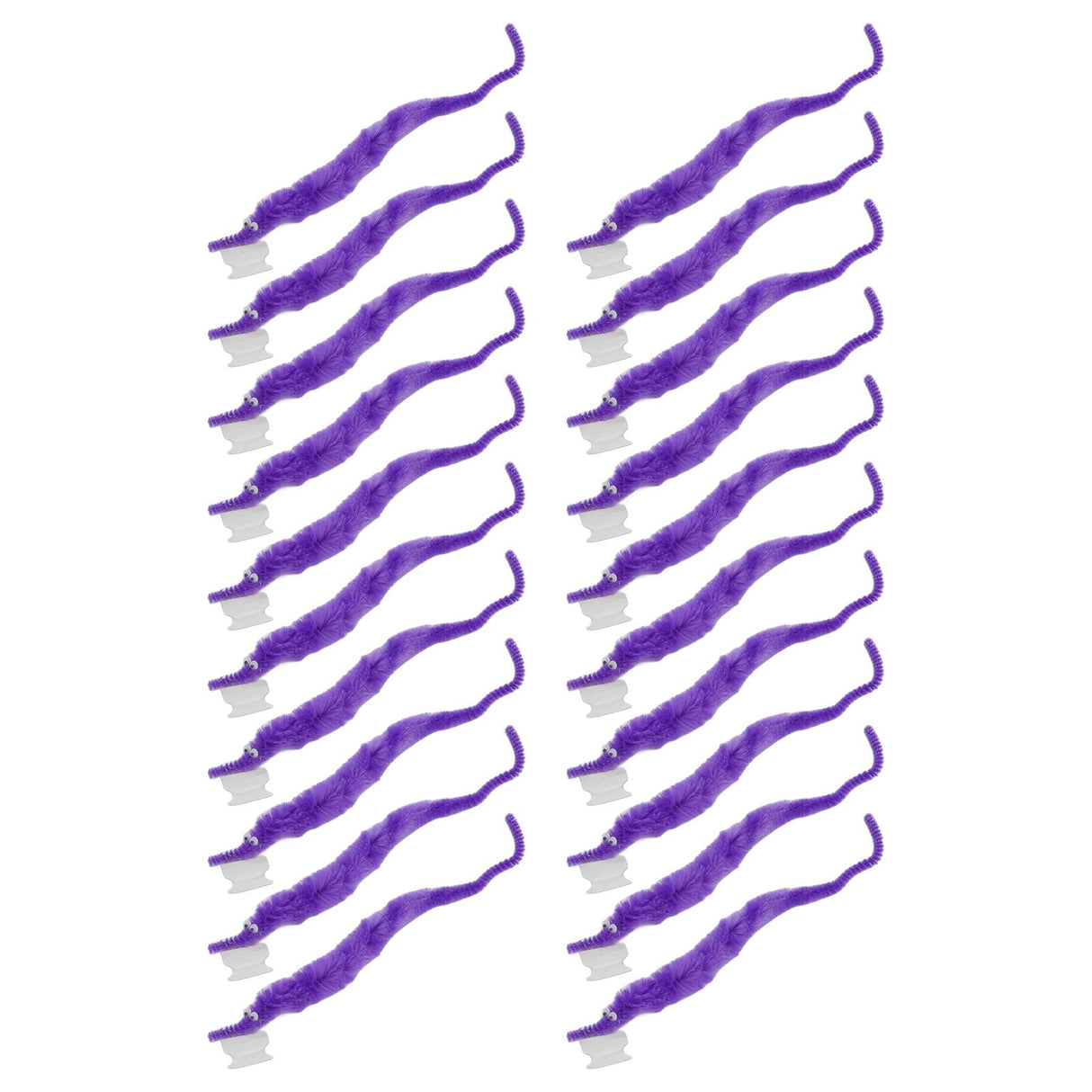 20 Pcs Furry Worm Soft Touch Plush Material Cute Style DIY Compact Portable Fuzzy Worms for Party Purple