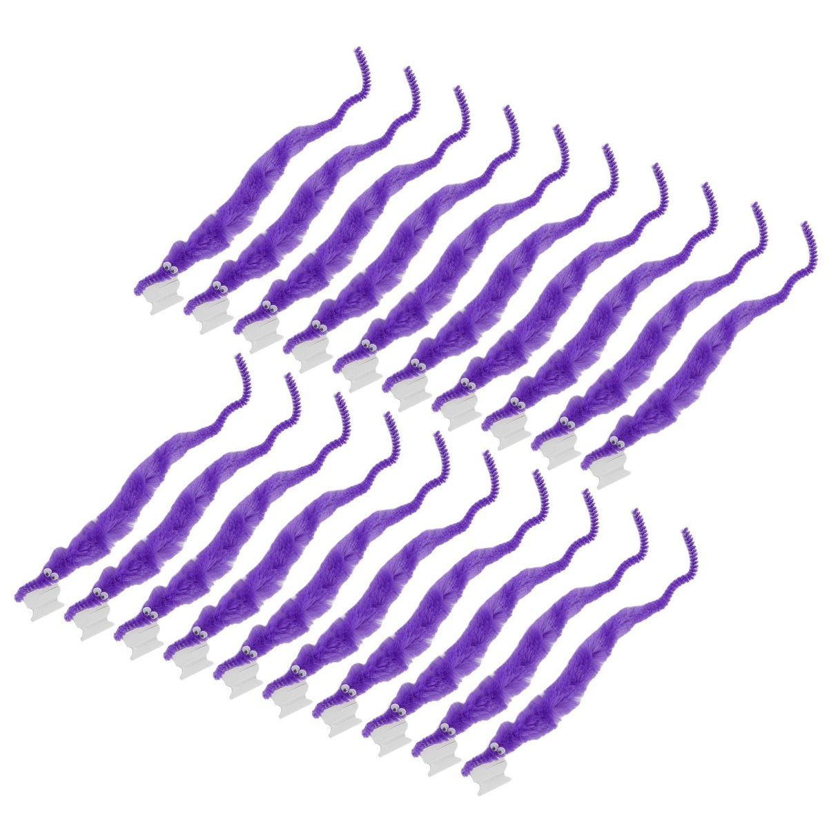 20 Pcs Furry Worm Soft Touch Plush Material Cute Style DIY Compact Portable Fuzzy Worms for Party Purple