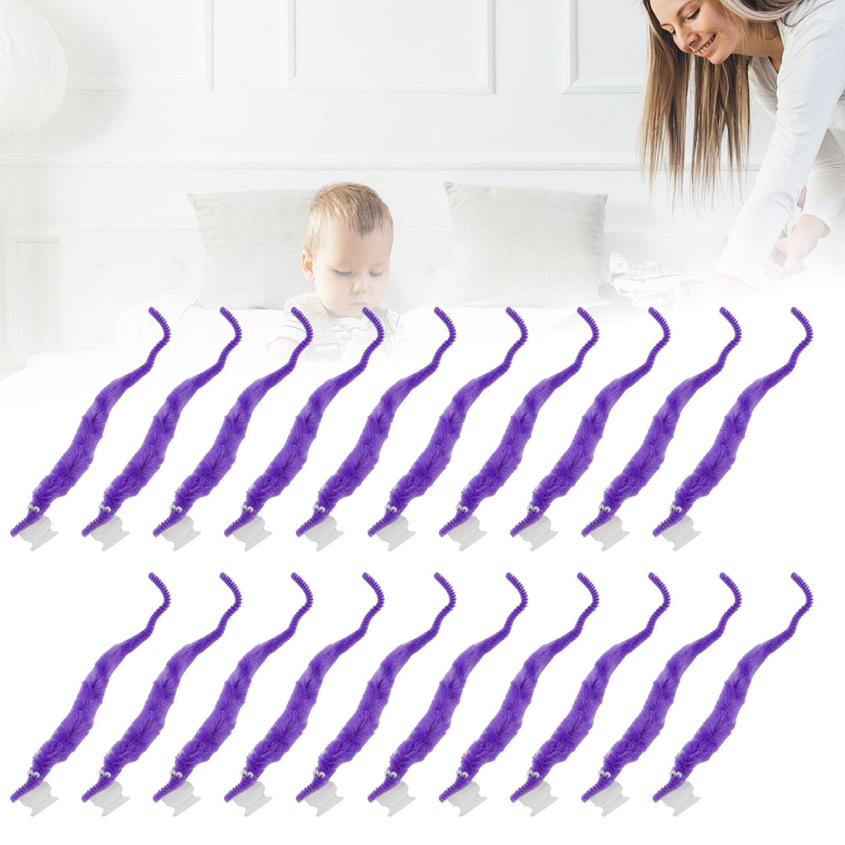 20 Pcs Furry Worm Soft Touch Plush Material Cute Style DIY Compact Portable Fuzzy Worms for Party Purple