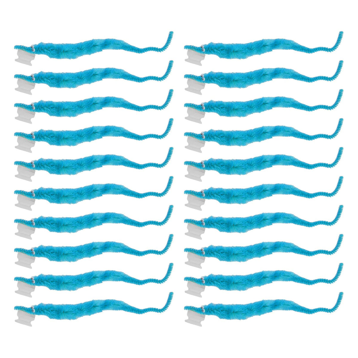 20 Pcs Furry Worm Soft Touch Plush Material Cute Style DIY Compact Portable Fuzzy Worms for Party Light Blue