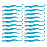 20 Pcs Furry Worm Soft Touch Plush Material Cute Style DIY Compact Portable Fuzzy Worms for Party Light Blue - Front View