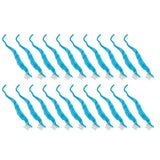 20 Pcs Furry Worm Soft Touch Plush Material Cute Style DIY Compact Portable Fuzzy Worms for Party Light Blue - Top-Down View