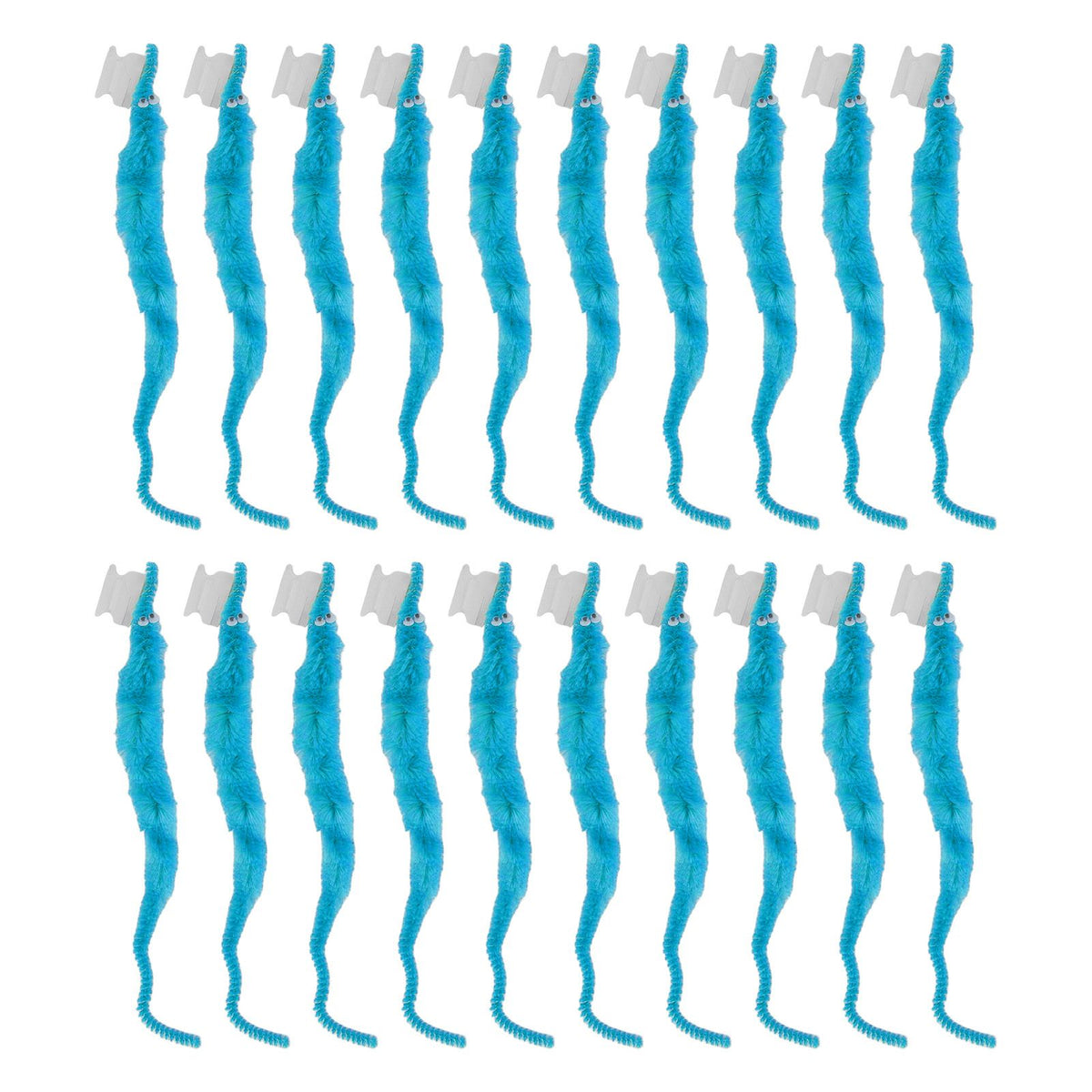 20 Pcs Furry Worm Soft Touch Plush Material Cute Style DIY Compact Portable Fuzzy Worms for Party Light Blue