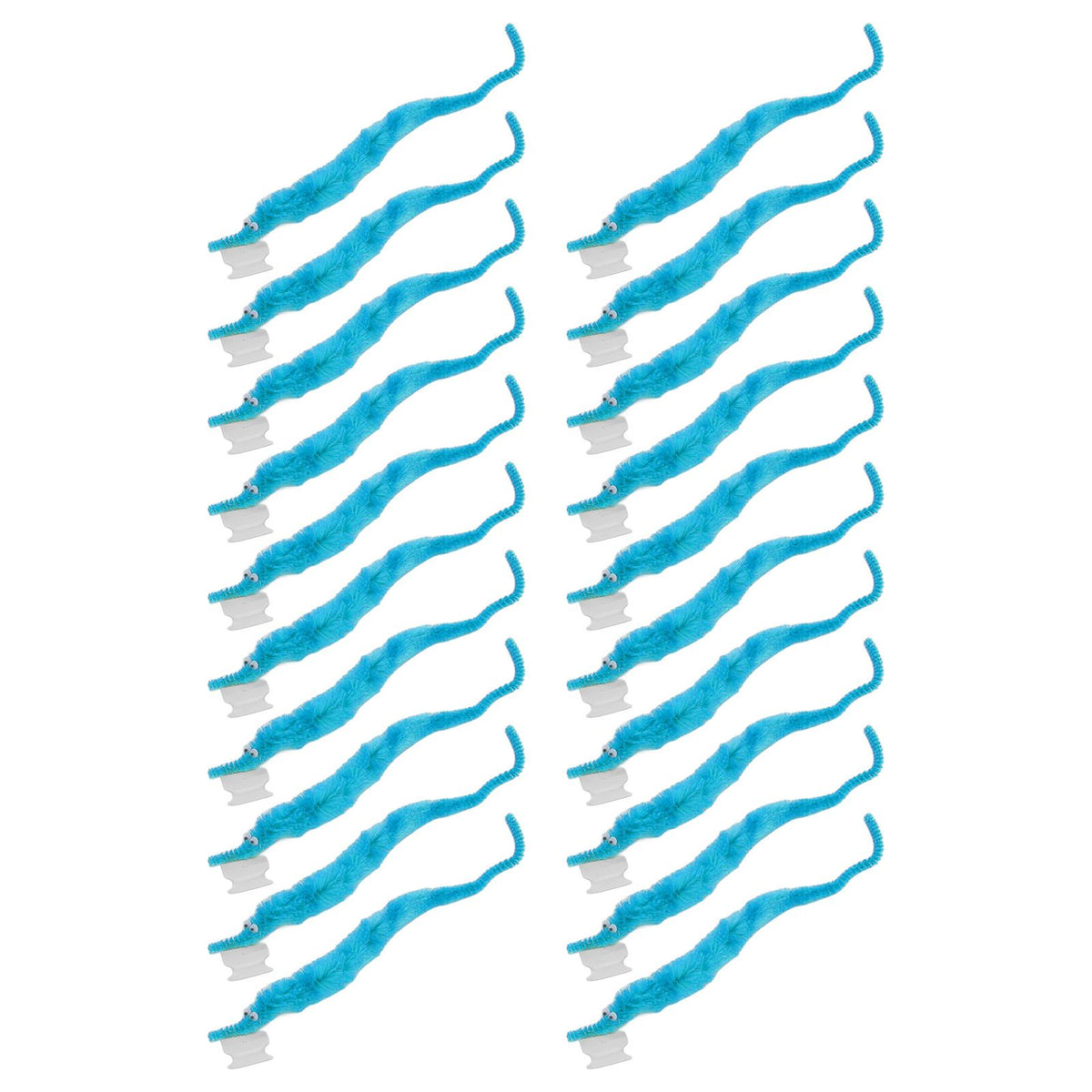 20 Pcs Furry Worm Soft Touch Plush Material Cute Style DIY Compact Portable Fuzzy Worms for Party Light Blue