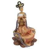 Resin Ancient Beauty Statue Chinese Style Classical Beautiful Women Figurine for Home Office Hotel Lotus - Side View