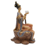 Resin Ancient Beauty Statue Chinese Style Classical Beautiful Women Figurine for Home Office Hotel Lotus - Close-Up Angle
