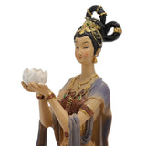 Resin Ancient Beauty Statue Chinese Style Classical Beautiful Women Figurine for Home Office Hotel Lotus - Extra Image