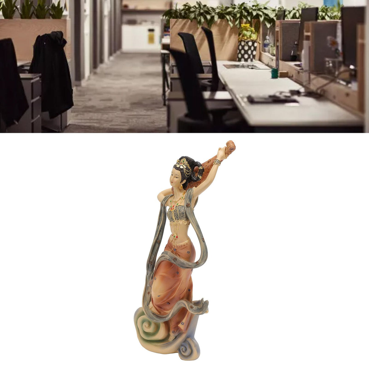 Resin Ancient Beauty Statue Chinese Style Classical Beautiful Women Figurine for Home Office Hotel Pipa