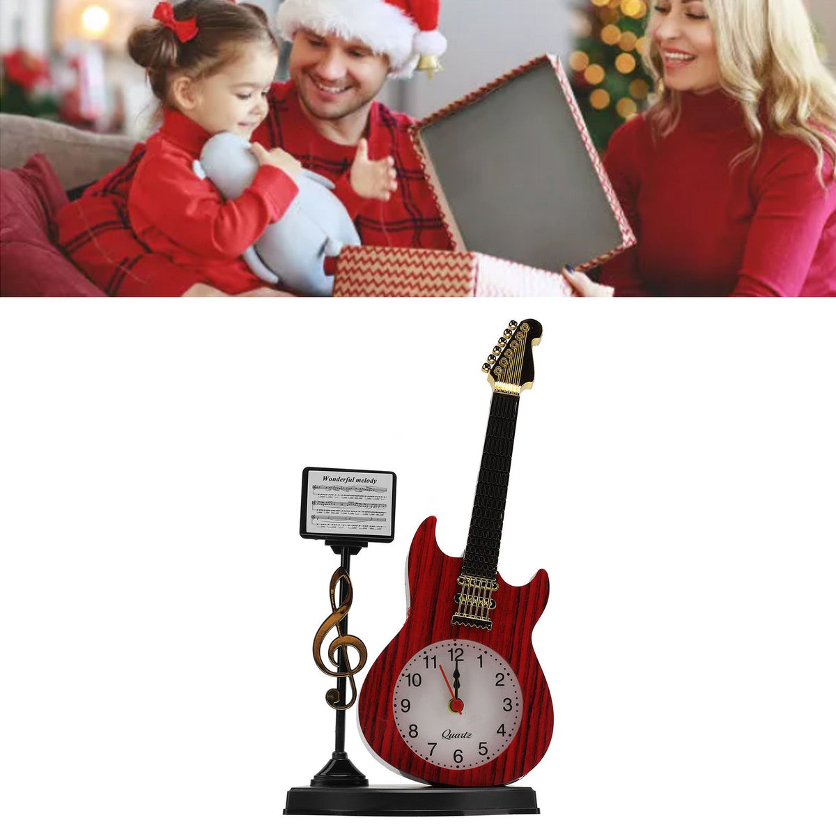 Violin Alarm Clock Unique Appearance Innovative Alarm Clock for Home Living Room Desktop Decoration Gifts 2167B(height 24CM)