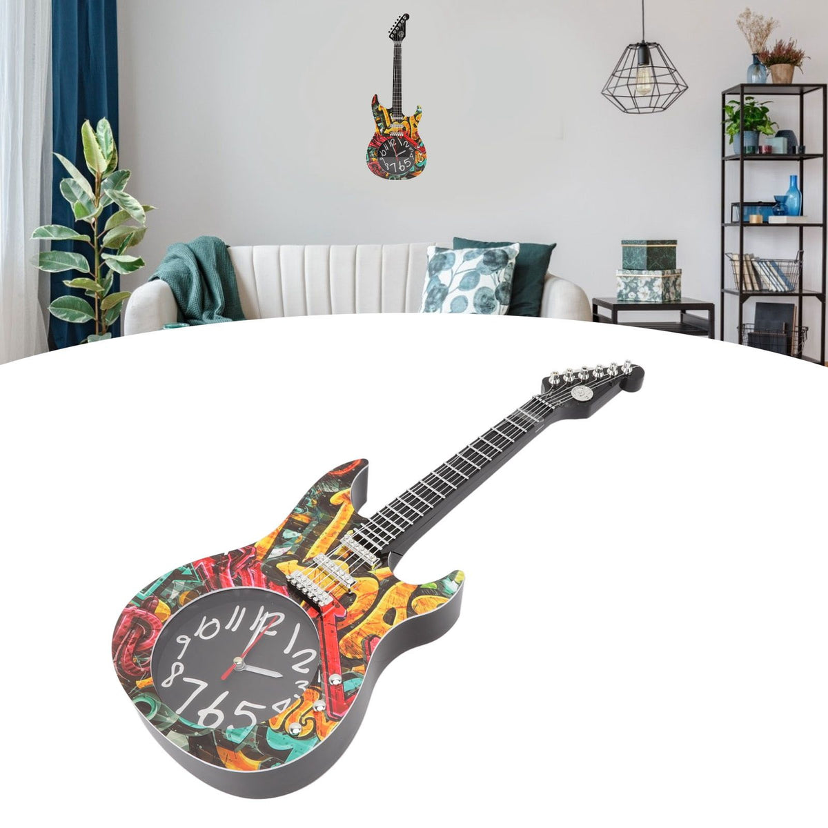 Guitar Wall Clock Simulation Time Accurate Guitar Clock Wall Decor for Home Dormitory Bedroom 5680 Guitar