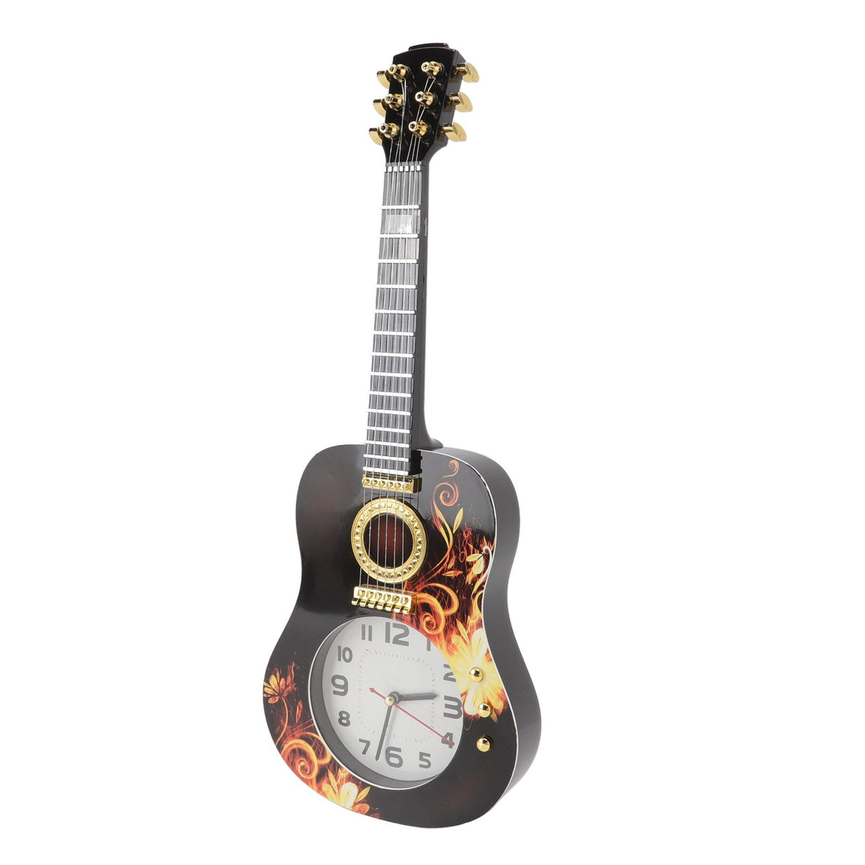 Wall Clock Silent Simulation Ukulele Shaped Decorative Alarm Clock for Bedroom Student Dormitory Office 5681 Ukulele (46x17.5x4.5cm / 18.1x6.9x1.8in)