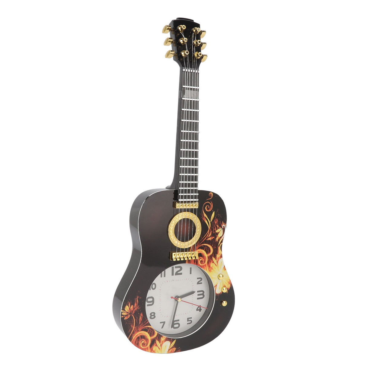 Wall Clock Silent Simulation Ukulele Shaped Decorative Alarm Clock for Bedroom Student Dormitory Office 5681 Ukulele (46x17.5x4.5cm / 18.1x6.9x1.8in)