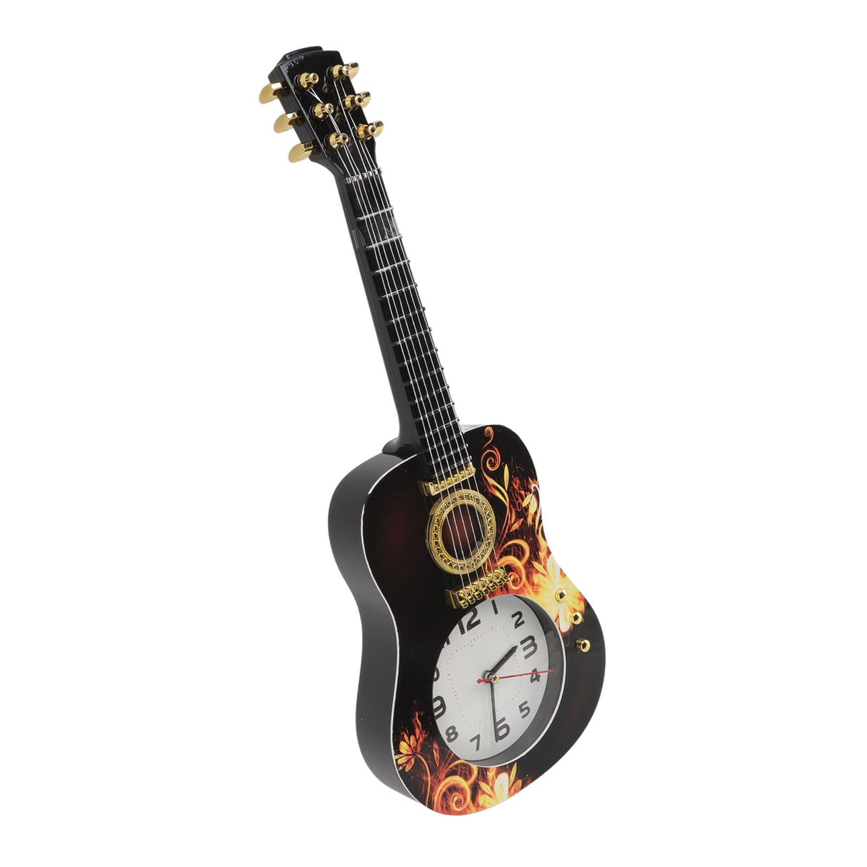Wall Clock Silent Simulation Ukulele Shaped Decorative Alarm Clock for Bedroom Student Dormitory Office 5681 Ukulele (46x17.5x4.5cm / 18.1x6.9x1.8in)