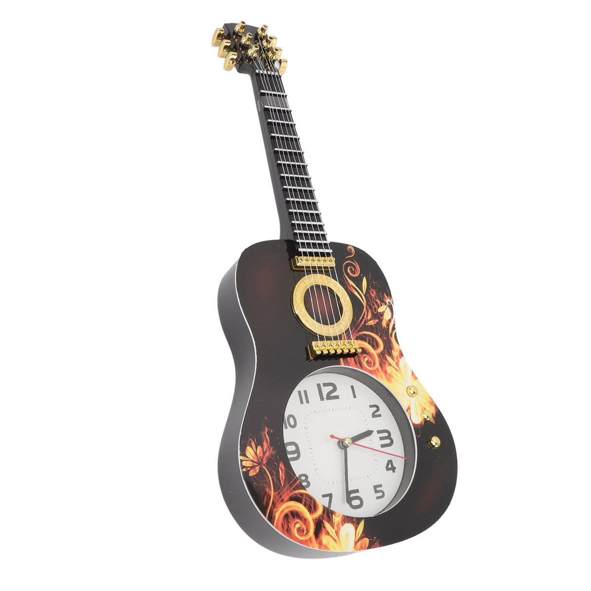 Wall Clock Silent Simulation Ukulele Shaped Decorative Alarm Clock for Bedroom Student Dormitory Office 5681 Ukulele (46x17.5x4.5cm / 18.1x6.9x1.8in)
