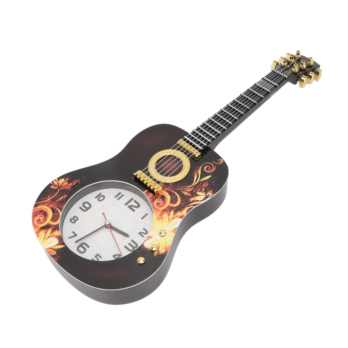 Wall Clock Silent Simulation Ukulele Shaped Decorative Alarm Clock for Bedroom Student Dormitory Office Ukulele 5681CC (46x17x4.5cm / 18.1x6.7x1.8in)