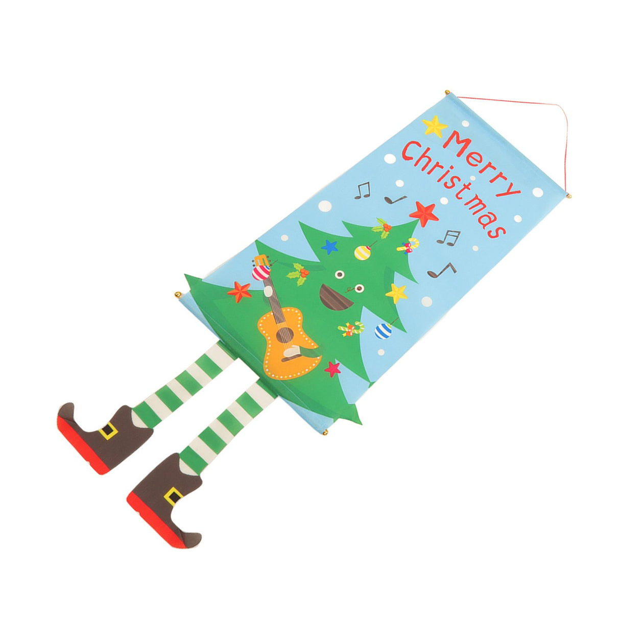 Christmas Flags Ornament Christmas Tree Designed Bamboo and Cloth Christmas Hanging Sign for Door Home