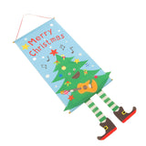 Christmas Flags Ornament Christmas Tree Designed Bamboo and Cloth Christmas Hanging Sign for Door Home