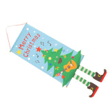 Christmas Flags Ornament Christmas Tree Designed Bamboo and Cloth Christmas Hanging Sign for Door Home