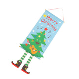 Christmas Flags Ornament Christmas Tree Designed Bamboo and Cloth Christmas Hanging Sign for Door Home - Rear View