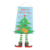 Christmas Flags Ornament Christmas Tree Designed Bamboo and Cloth Christmas Hanging Sign for Door Home - Close-Up Angle