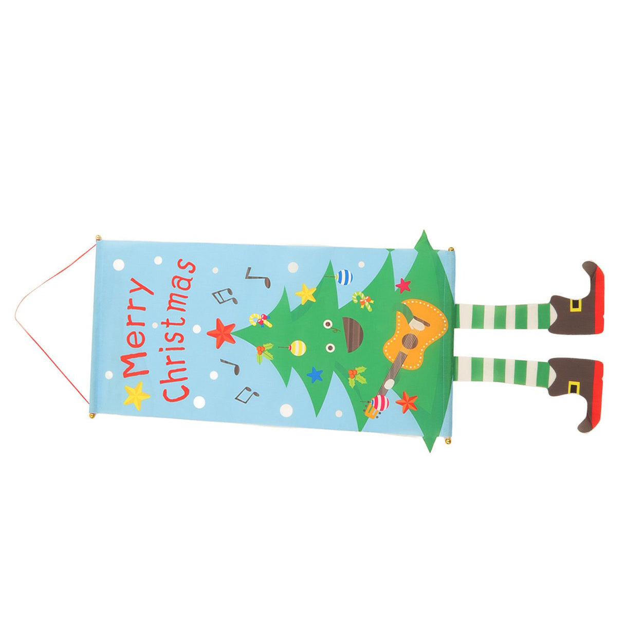 Christmas Flags Ornament Christmas Tree Designed Bamboo and Cloth Christmas Hanging Sign for Door Home