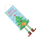 Christmas Flags Ornament Christmas Tree Designed Bamboo and Cloth Christmas Hanging Sign for Door Home