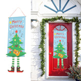 Christmas Flags Ornament Christmas Tree Designed Bamboo and Cloth Christmas Hanging Sign for Door Home - Extra Image
