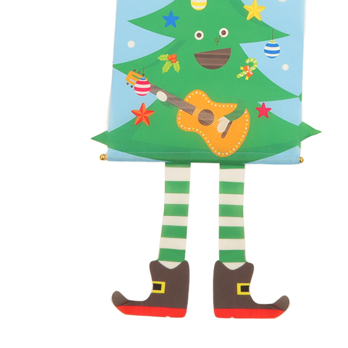 Christmas Flags Ornament Christmas Tree Designed Bamboo and Cloth Christmas Hanging Sign for Door Home