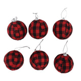 6Pcs 70mm 2.76 Inch Christmas Ornaments Balls Christmas Tree Decoration Balls New Year's Decor Red and Black Check