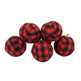 6Pcs 70mm 2.76 Inch Christmas Ornaments Balls Christmas Tree Decoration Balls New Year's Decor Red and Black Check - Front View