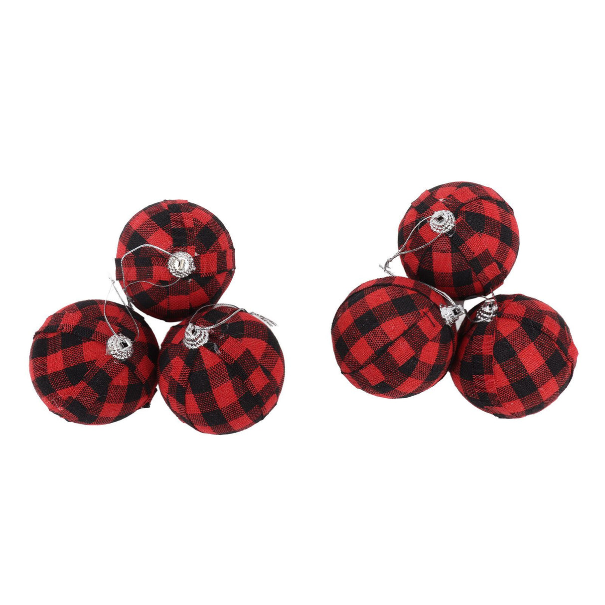 6Pcs 70mm 2.76 Inch Christmas Ornaments Balls Christmas Tree Decoration Balls New Year's Decor Red and Black Check