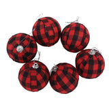 6Pcs 70mm 2.76 Inch Christmas Ornaments Balls Christmas Tree Decoration Balls New Year's Decor Red and Black Check