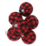 6Pcs 70mm 2.76 Inch Christmas Ornaments Balls Christmas Tree Decoration Balls New Year's Decor Red and Black Check