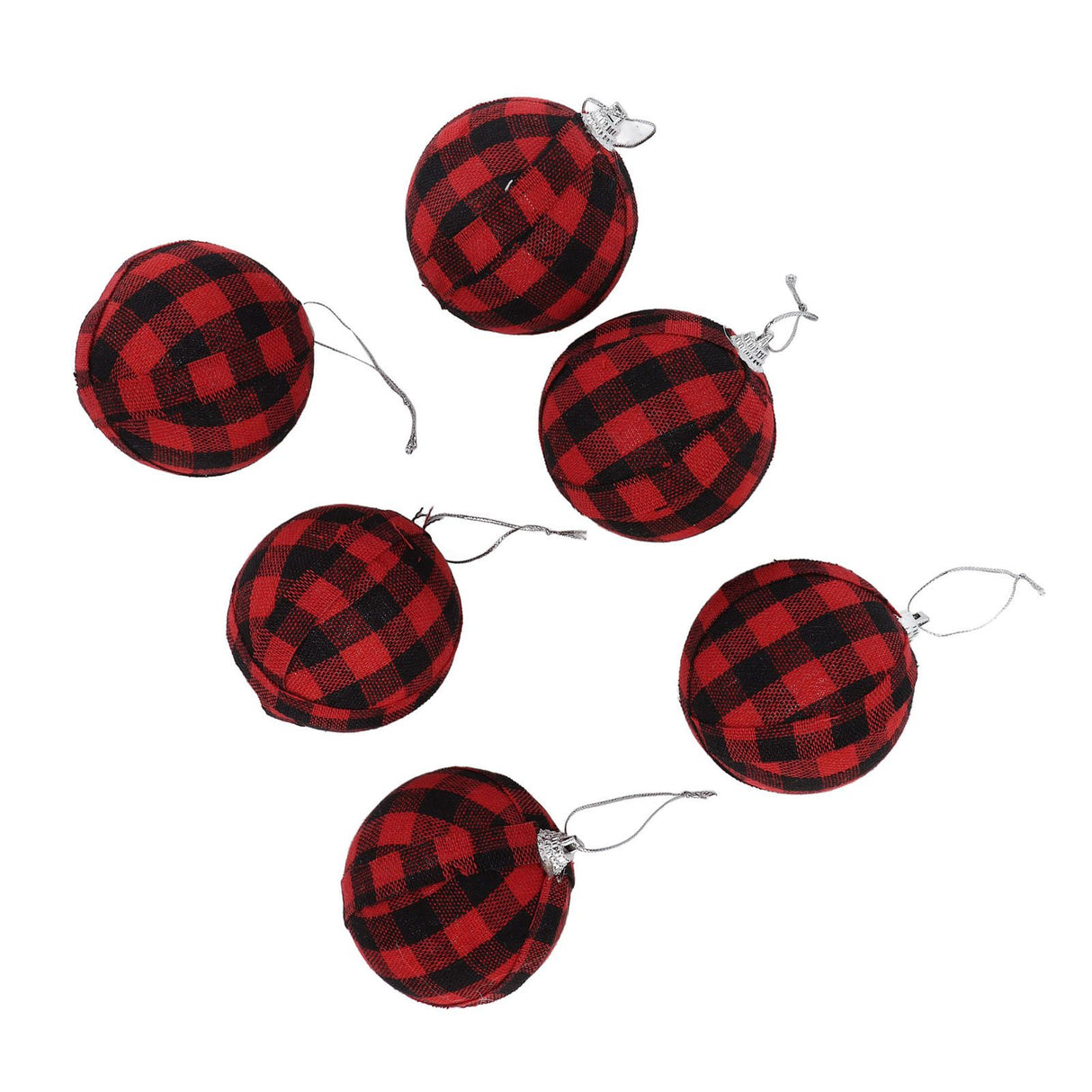 6Pcs 70mm 2.76 Inch Christmas Ornaments Balls Christmas Tree Decoration Balls New Year's Decor Red and Black Check