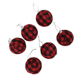 6Pcs 70mm 2.76 Inch Christmas Ornaments Balls Christmas Tree Decoration Balls New Year's Decor Red and Black Check - Low Angle