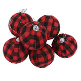 6Pcs 70mm 2.76 Inch Christmas Ornaments Balls Christmas Tree Decoration Balls New Year's Decor Red and Black Check