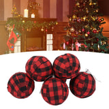 6Pcs 70mm 2.76 Inch Christmas Ornaments Balls Christmas Tree Decoration Balls New Year's Decor Red and Black Check