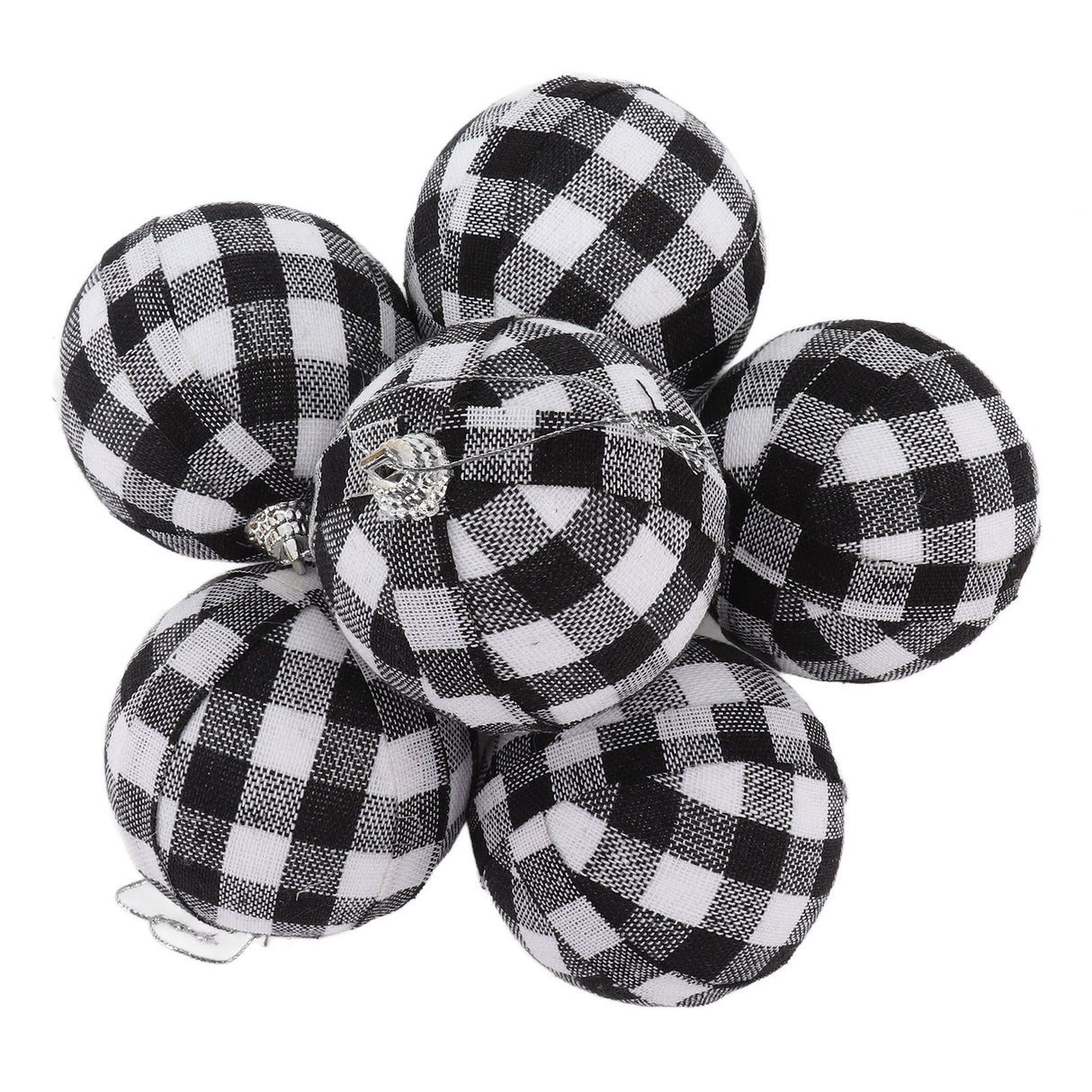 6Pcs 70mm 2.76 Inch Christmas Ornaments Balls Christmas Tree Decoration Balls New Year's Decor Black and White Check