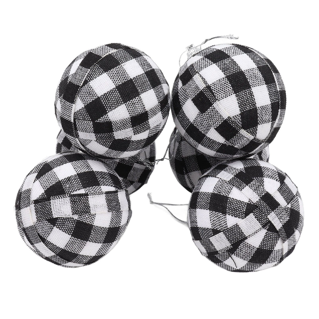 6Pcs 70mm 2.76 Inch Christmas Ornaments Balls Christmas Tree Decoration Balls New Year's Decor Black and White Check
