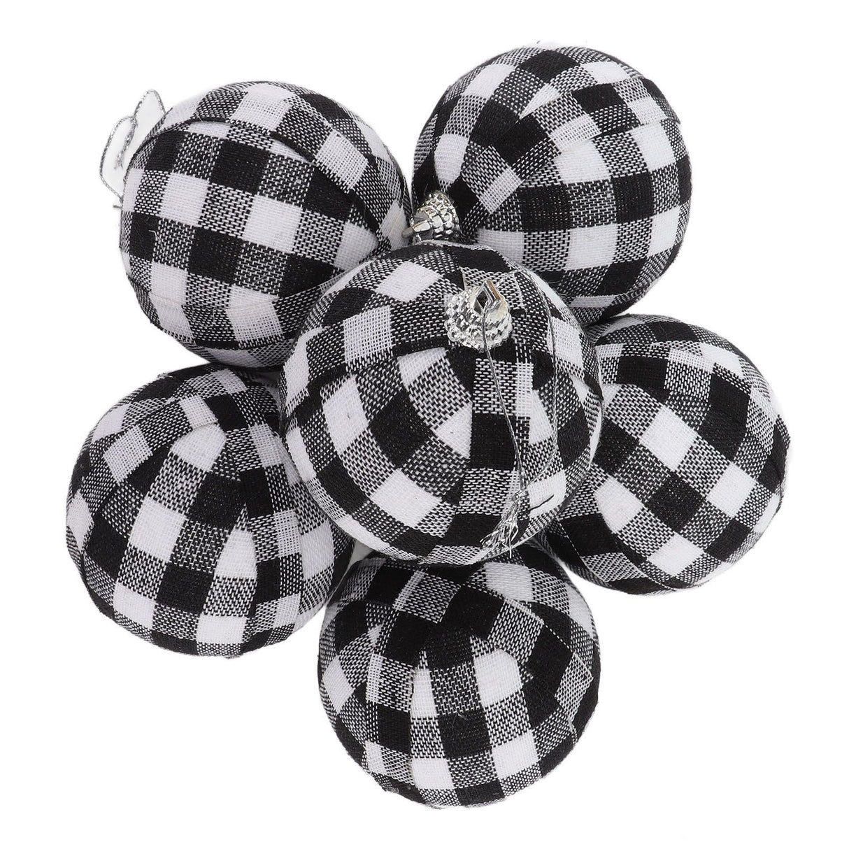 6Pcs 70mm 2.76 Inch Christmas Ornaments Balls Christmas Tree Decoration Balls New Year's Decor Black and White Check