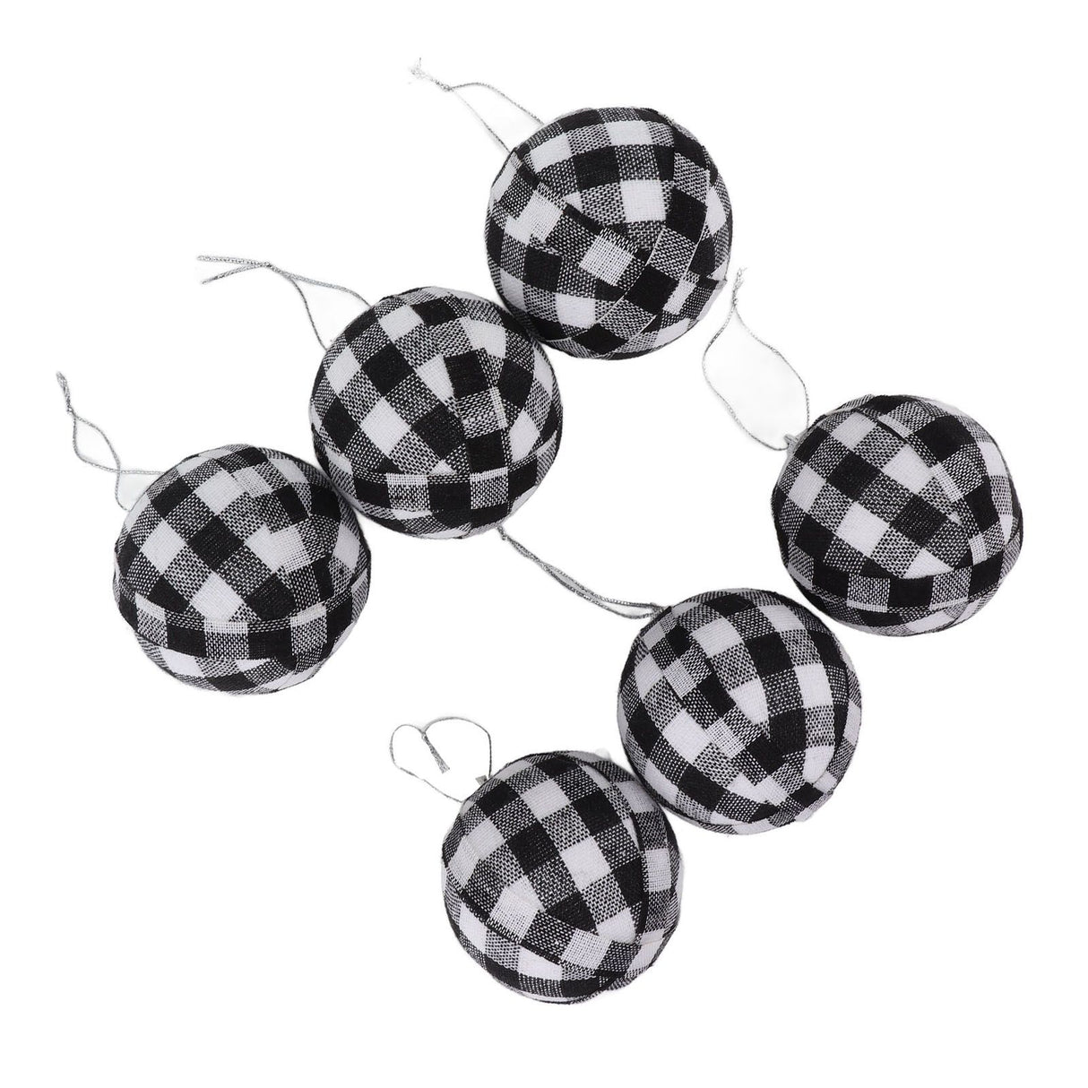 6Pcs 70mm 2.76 Inch Christmas Ornaments Balls Christmas Tree Decoration Balls New Year's Decor Black and White Check