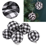 6Pcs 70mm 2.76 Inch Christmas Ornaments Balls Christmas Tree Decoration Balls New Year's Decor Black and White Check