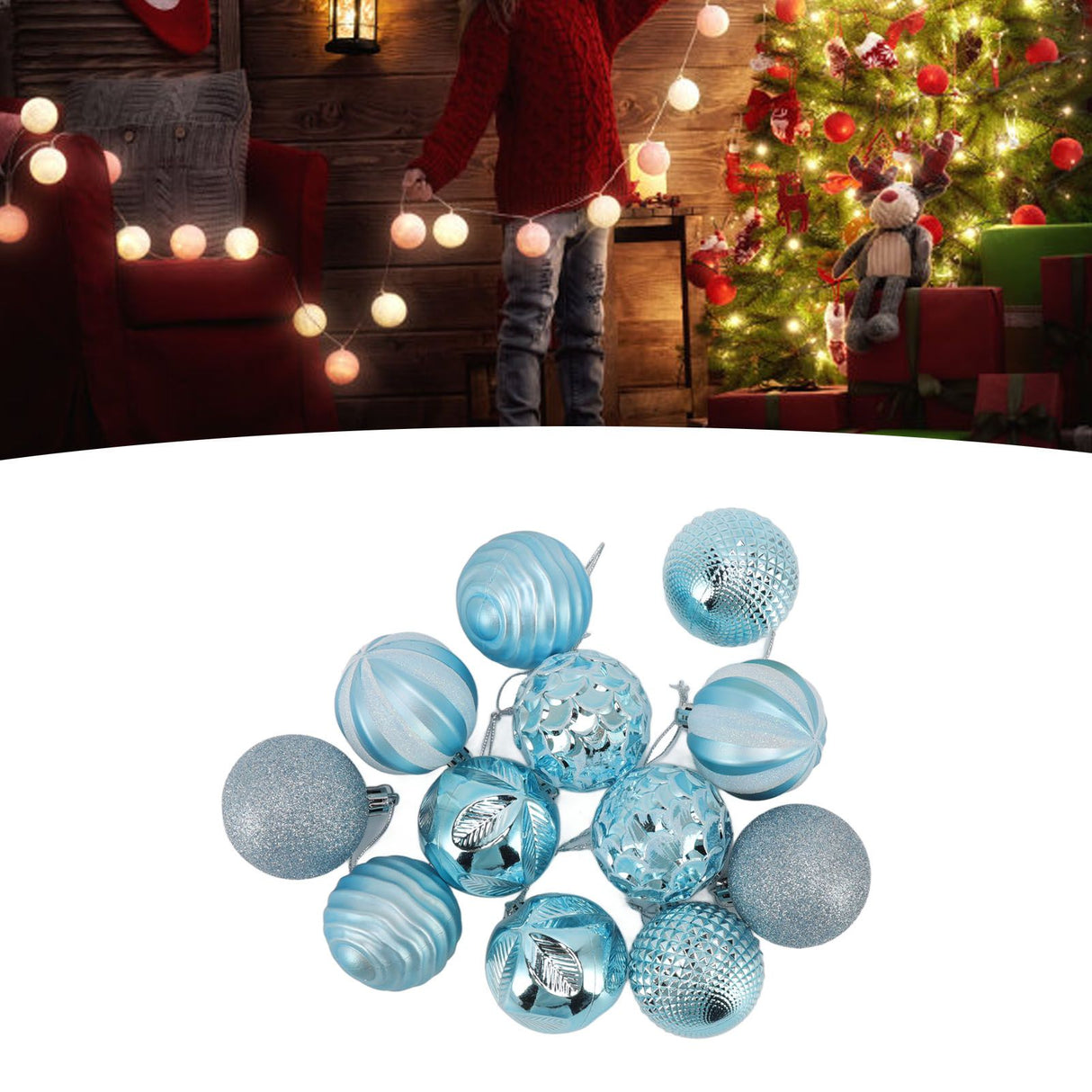 Christmas Tree Balls Ornaments Christmas Tree Decorations for Family Parties Garden Dinners Birthday Parties Blue